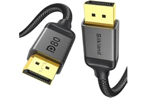 Silkland 80Gbps DisplayPort 2.1 Cable 5FT [VESA Certified], [8K@240Hz, 4K@540Hz 360Hz 240Hz] DP 2.1 Cable, HDR HDCP DSC 1.2a Display Port Cord Compatible FreeSync G-Sync Gaming Monitor 4090 7900XTX