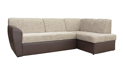 mb-moebel Ecksofa Sofa Eckcouch Couch mit Schlaffunktion und Bettkasten Ottomane L-Form Schlafsofa Polstergarnitur Margo (Eck