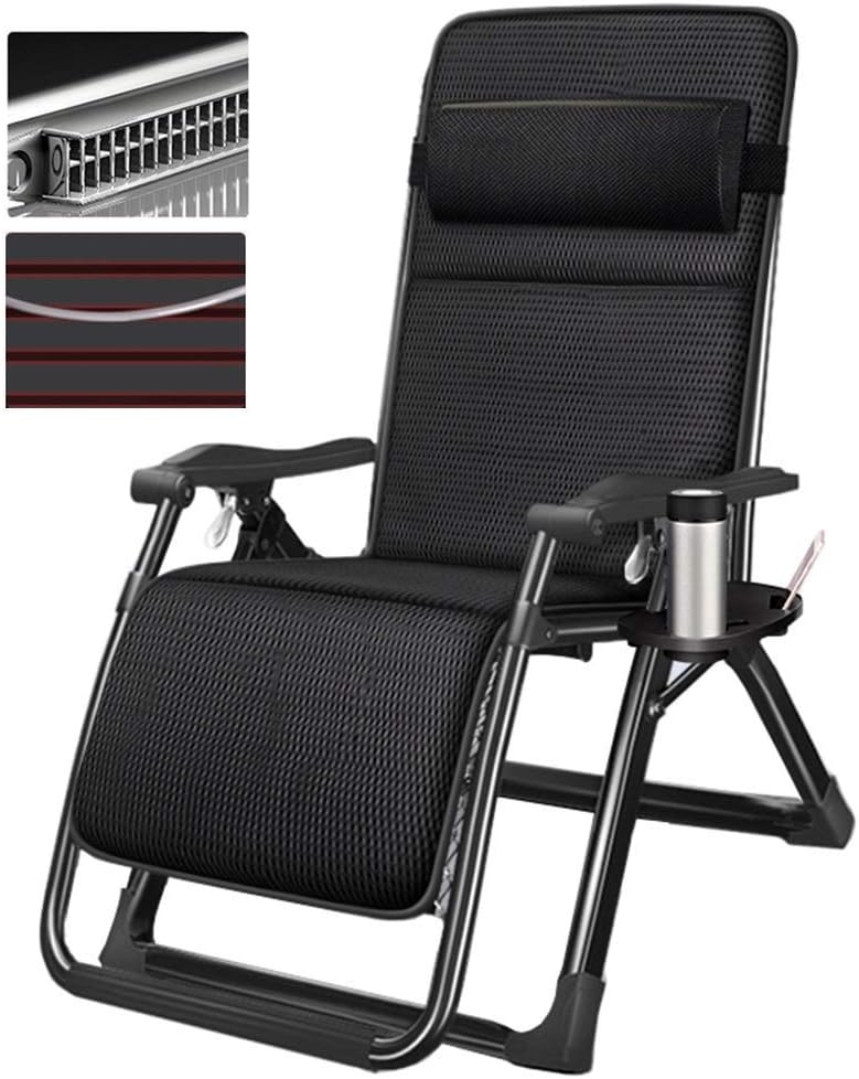LXD Oversize Padded Zero Gravity Lounge Chair for Heavy Duty People,Adjustable Folding Recliner with Cup Holder,Support 150Kg