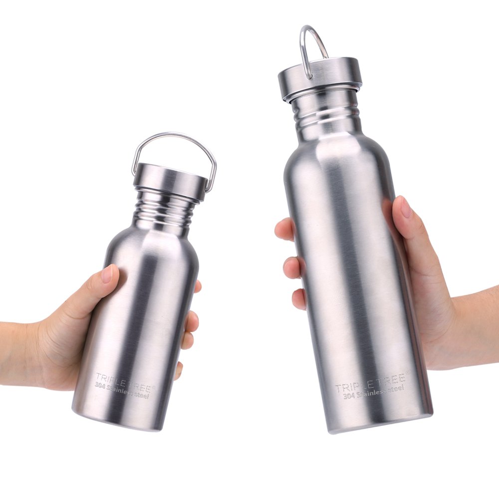 TRIPLE TREE Uninsulated Single Walled Stainless Steel Water Bottle 34