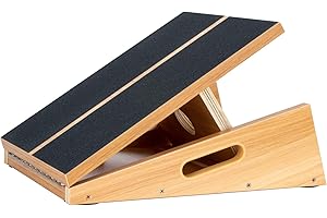 StrongTek Professional Wooden Slant Board, Adjustable Incline Board and Calf Stretcher, Stretch Board - Extra Side-Handle Des