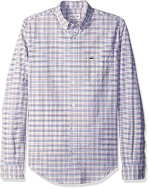 Lacoste Men's Long Sleeve Oxford Multi Color Check