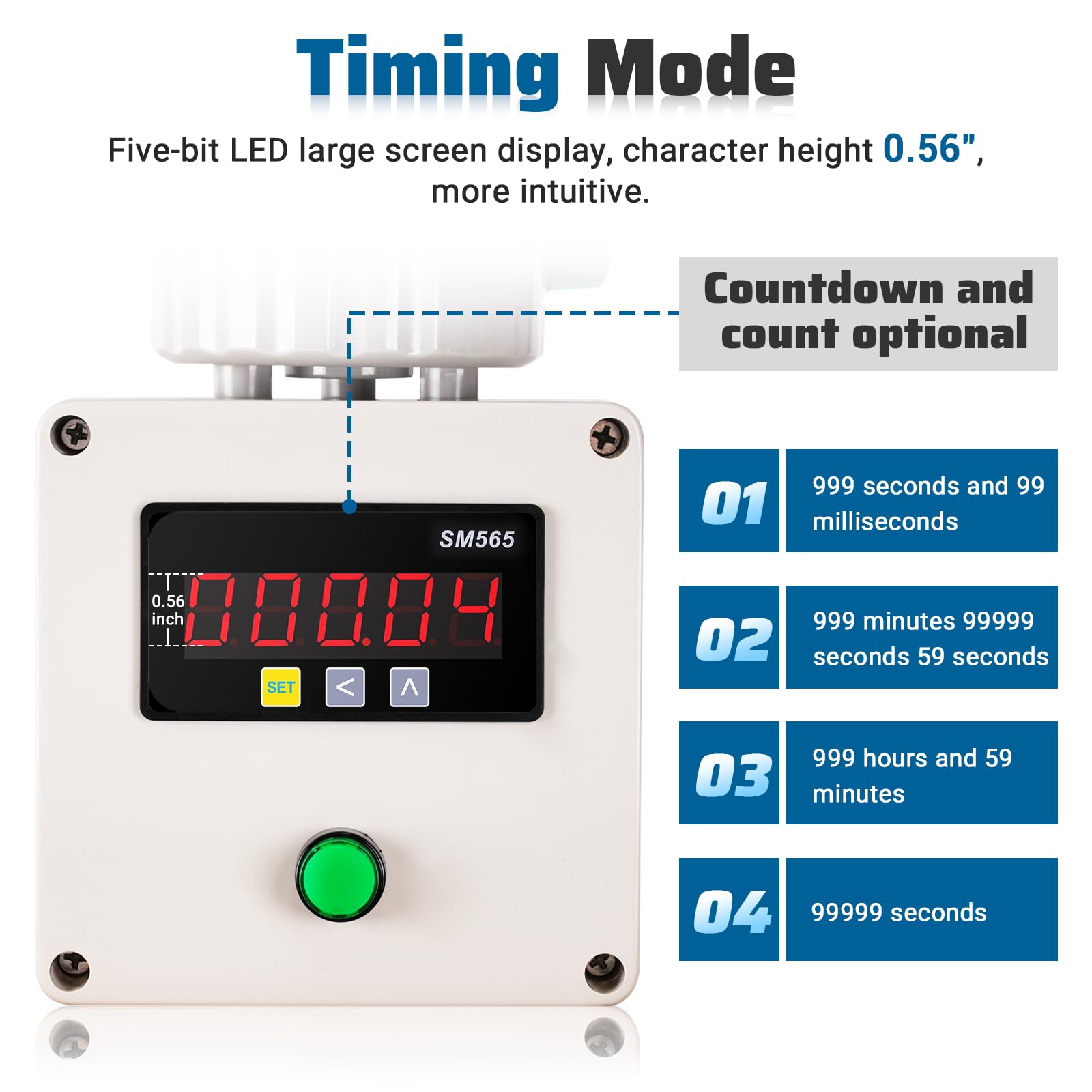 Saladulce Industrial Cycle Timing Siren Alarm 0-105dB Single Sound and Light Alarm with Timer (AC110V, Green, 1 Unit)
