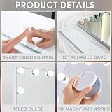 FENCHILIN Hollywood Vanity Mirror with Lights, 15 Bulbs, 3 Modes, USB Port view 7