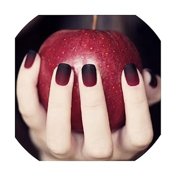 24pcs Set Black Red Gradient Color Short Design Girls Plastic Nail Art 24pcs Set Black Red Gradient Color Short Design Girls Plastic Nail Art