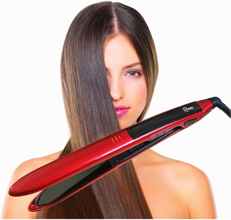 Professional 1 Inch Ceramic Tourmaline Ionic Flat Iron Digital Adjustable 265-445℉ 100~240V Dual Voltage Titanium Ion Infused Hair Straightener Auto Shut Off