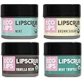 Eco Lips LIP SUGAR SCRUB 4 Pack (4- 0.25oz jars) 100% Organic Lip Care Treatment with Organic Sugar & Coconut Oil - Gently Ex