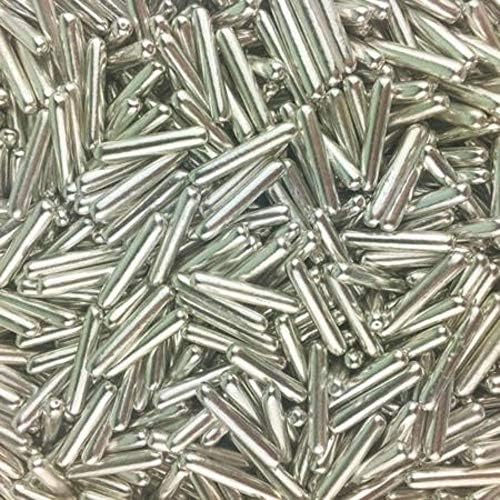 Edible Silver Macaroni Shape Dragees for Cake Cupcake Sprinkles Decoration (25)