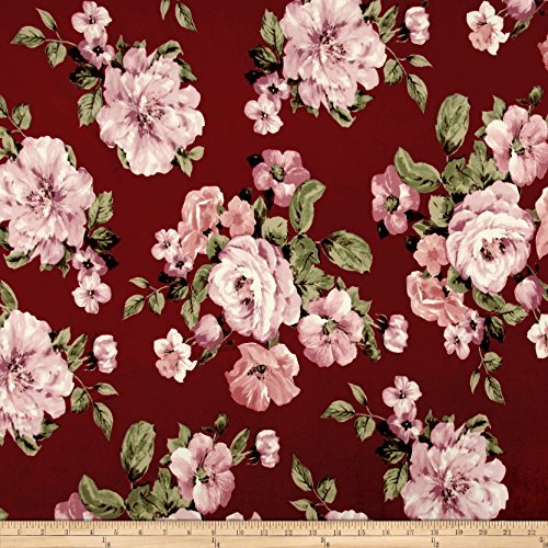 Fabric Merchants Techno Scuba Knit Floral Blush/Wine Yard