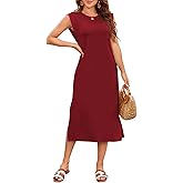 Naggoo Summer Dresses for Women 2026 Sleeveless Casual Split Midi Dress Maxi Beach Travel Vacation Sundress with Pockets
