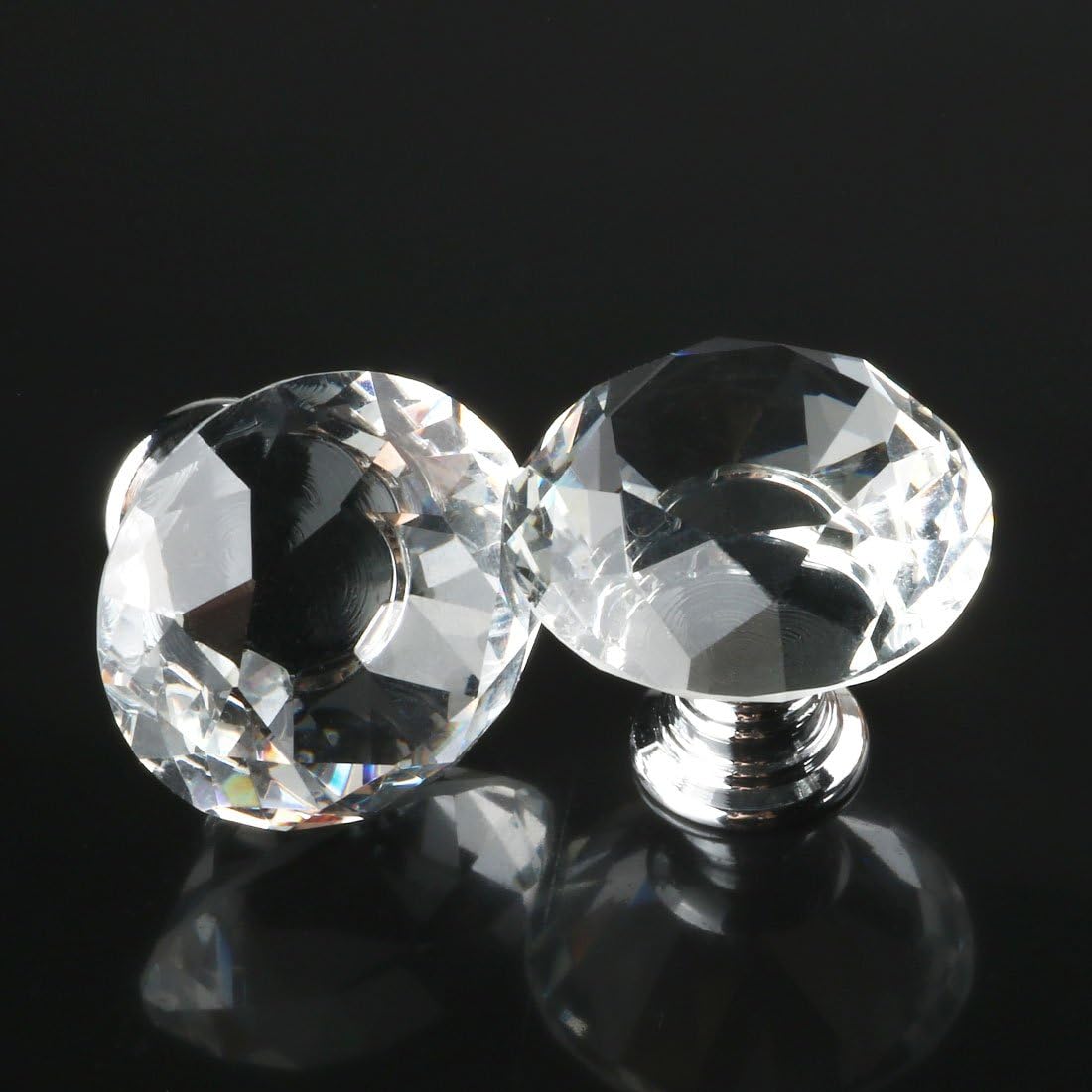 Sourcingmap Drawer Knob Pull Handle 40mm Crystal Glass Diamond Shape Cabinet Door Drawer Knobs with Screws for Home Office Cupboard Wardrobe DIY Clear 1PC - Image 5
