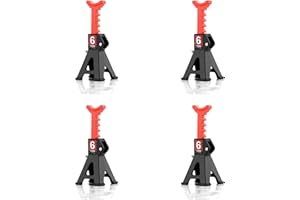 Chanmoo 1/24 RC Jack Stands 1/18 6 Ton Metal Adjustable Mini Jacks Stand for 1：18 1：24 Scale RC Crawler Car Axial SCX24 Kyosho Tamiya HSP FCX24 TRX4M SCX24 AX24 Ford Bronco Jeep (Black, 4 PCS)
