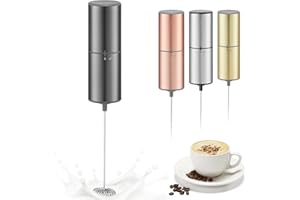 ELMWAY Battery Operated Coffee Frother by ELMWAY, Stainless Steel Electric Whisk, Mini Milk Frother Handled for Coffee, Latte, Matcha and Protein Powder (Gunmetal without Stand)