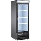 Maxx Cold MXM1-12FBHC 25-Inch-Wide Glass Door Merchandiser Freezer, Free Standing with 16 Cu. Ft. Storage - Black