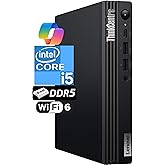 Lenovo ThinkCentre Tiny M70q Gen 5 Intel 10-Core i5-14400T (Beat i7-13700T), 16GB DDR5 RAM, 512GB NVMe, WiFi 6, Bluetooth, RJ-45, DP Port, HDMI, W11P, Business Desktop, 3 Yr Wty