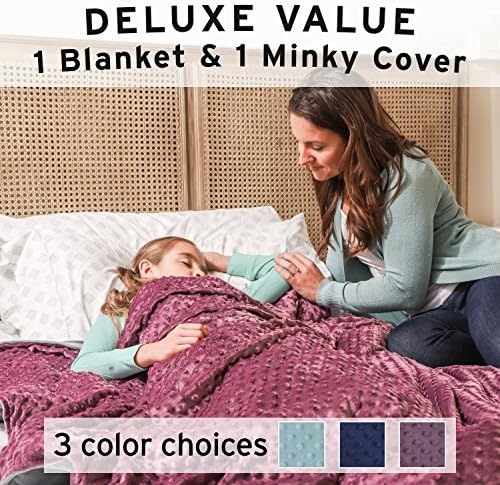 Sonno Zona Weighted Blankets for Kids - Blanket with Cover Included - Plum 36x48 inches 5 Pound - Blankets Made from Relaxation Sleep Fabric for Natural Calm