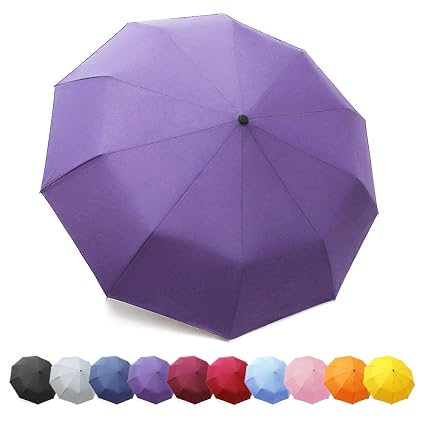 Zomake Compact Travel Umbrella 10 Ribs Windproof Umbrella With Reinforced Canopy Auto Open Close And Upgraded Comfort Handle