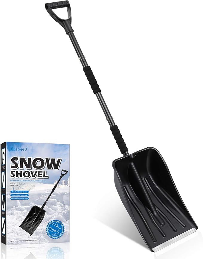CLISPEED Portable Snow Shovel with DGrip Handle for Car