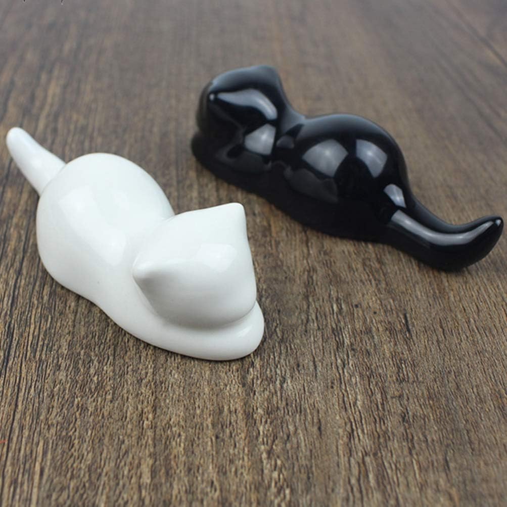 NUOBESTY 2Pcs Ceramic Calligraphy Brush Rest Cat Chopsticks Rest for Home School, As Shown, medium - Image 3