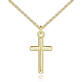 PWQIEE Cross Necklace for Women Gold Cross Necklaces for Women 14K Gold Crosses Chain Necklaces for Womens with X Engraving on the Center Crosses Pendant Necklace for Womens 20mm