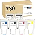 Nadhafko 730 Ink Cartridges 300-ml Compatible HP730 Ink 6-Pack Replacement for HP 730 Ink Cartridges 300ml for Designjet T1600 Designjet T1700 Designjet T2600 Printers, Designjet 730 Ink Cartridges