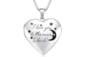 GOKING Love Heart Locket Necklace That Holds Pictures, Initial Alphabet A-Z Photo Lockets