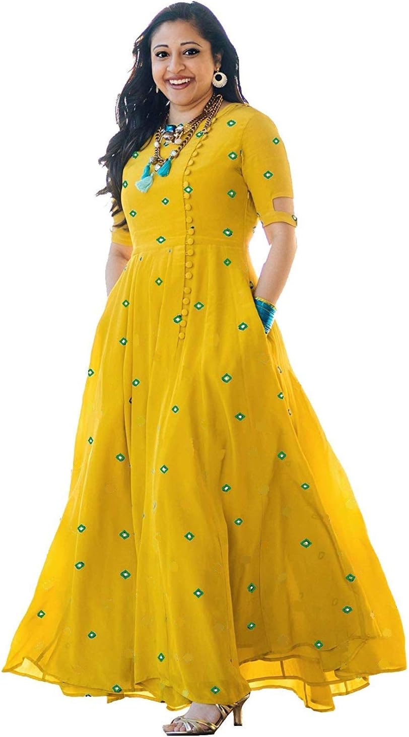 Asha Print Women's Rayon Anarkali Kurta