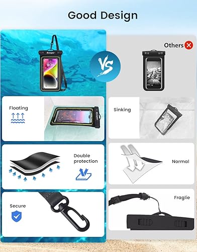 PEORSEFI IP68 Waterproof Phone Pouch, Floating Waterproof Phone Case for  iPhone 16 15 Pro Max Galaxy S24+ S23