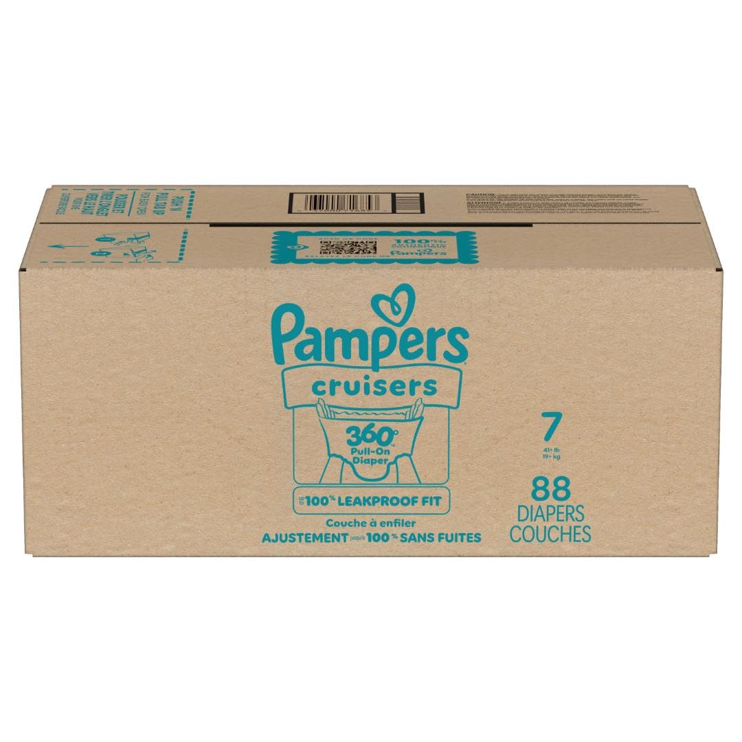 Pampers Diapers - Cruisers 360 - Size 7, 88 Count, Babyproof up to 100% Leakproof Pull-On Diaper