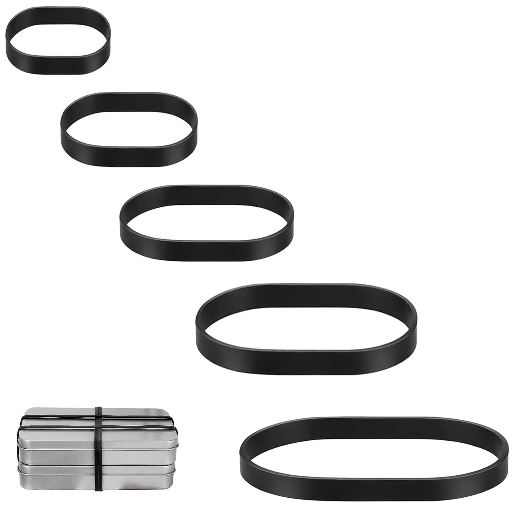 Elastic Bands Heavy Duty 100Pcs Thick rubber bands Natural Strong Money Elastic Bands Wide Rubber Band Stationary Stretchable Bands for Home School Office Workshop Accessories,Black 2.5/4/5.5/6.5/8CM