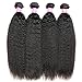 Mei You 8A Kinky Straight Hair 1 Bundles Yaki Human Hair Weave Unprocessed Brazilian Virgin Remy Sew in Hair Extensions Natural Black (12'')