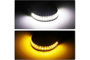 YOMTOVM ‎2PCS Motorcycle LED Turn Signal Light, Fork Turn Signal DRL Daytime Running Lights Flexible Switchback Dual-Color (White + Amber)
