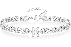 FOCOOG Initial Bracelet for Men - Gold Silver Cuban Link Chain Adjustable Initial Bracelet for Mens Jewelry, Unique Gifts for Men Husband Dad Father