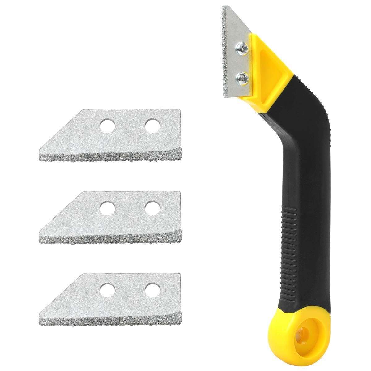 Grout Remover Tile Grout Saw Angled Grout Scraping Rake Tool with 3 Pieces Extra Replacement Accessories for Tile Cleaning