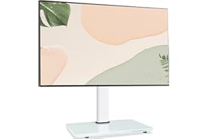 AOKCOS Swivel Universal TV Stand for 32-75 inch TVs with Tilt Down/Up, 8 Levels Height Adjustable Table Top TV Mount Stand with Stable Heavy Duty Tempered Glass Base, MAX VESA 600x400 mm up to 99lbs, White