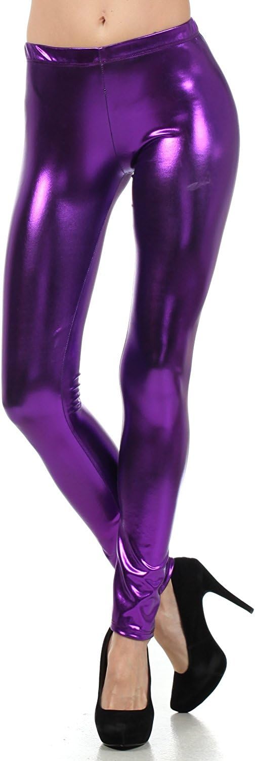 GirlzWalk Women's Ladies Punk Metallic Shiny Wet Look Pants Party Leggings