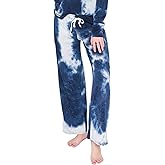 Hello Mello Dyes The Limit Lounge Pants Soft Womens Pajama Tie Dye Bottoms Casual Lounge Wear Elastic Waistband Drawstring Tie - Navy, Medium/Large