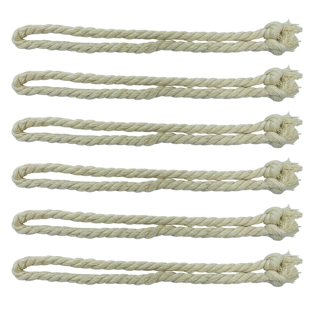 UMCHU Pack of 6 Curtain Cords, Cotton Rope Beige, Hand Knitted Curtain Holder, for Living Room, Bedroom (71 cm Long and 15 mm Thick)