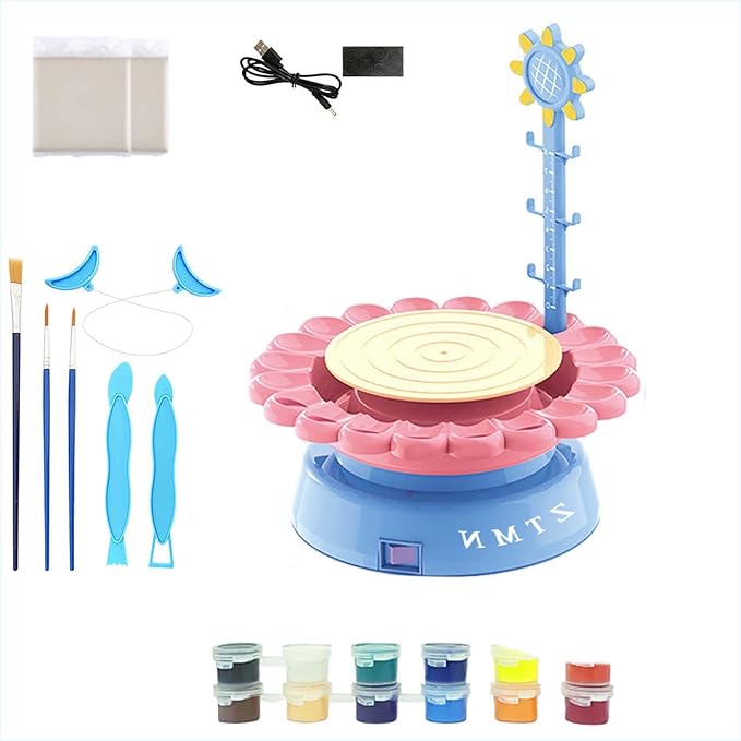 ZTMN Miniature Mini Pottery Wheel With Clay Airdried Clay Electric