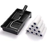 Foam Paint Roller, Roller Frame with 4-Inch Mini Paint Roller Cover Refills with Foam-Covered Ends, High-Density Foam Paint T