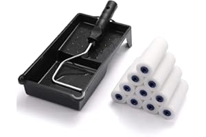 Foam Paint Roller, Roller Frame with 4-Inch Mini Paint Roller Cover Refills with Foam-Covered Ends, High-Density Foam Paint T