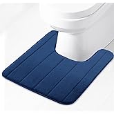 Lifup Soft U-Shaped Bathroom Rug, Memory Foam Bath Mat, Non Slip Water Absorption Dry Fast Toilet Mat, Bathroom Floor Mat Navy Blue 1.3 x 1.6 Feet