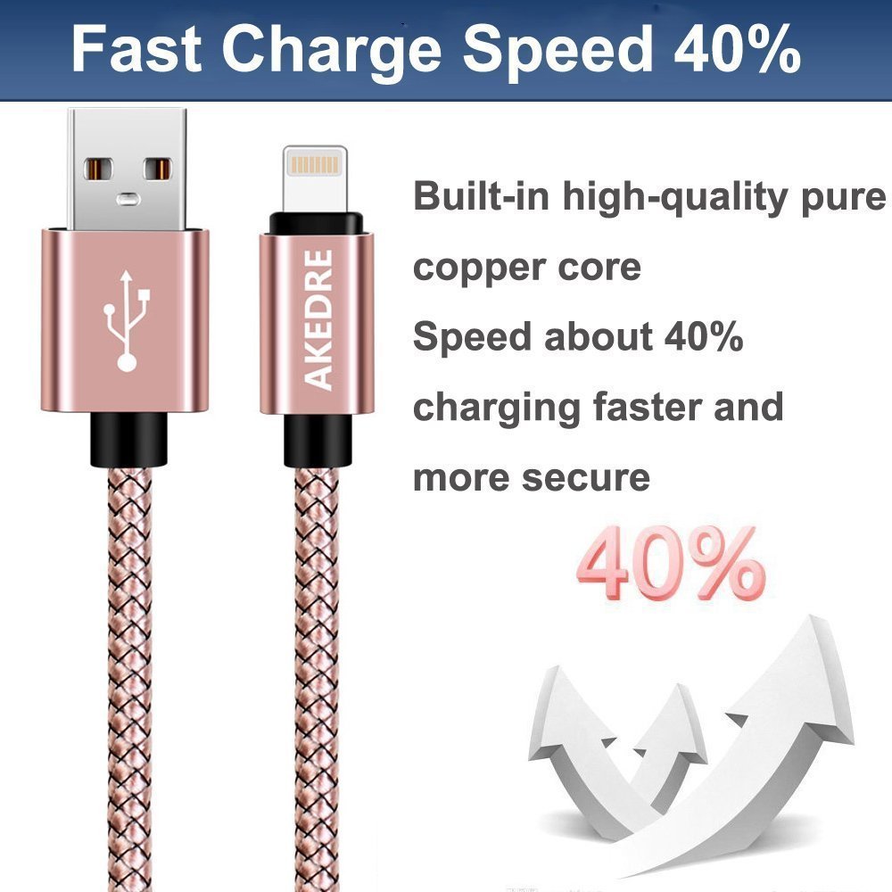 Nylon USB Charging & Syncing Cord Charger Compatible with Phone X 8/7