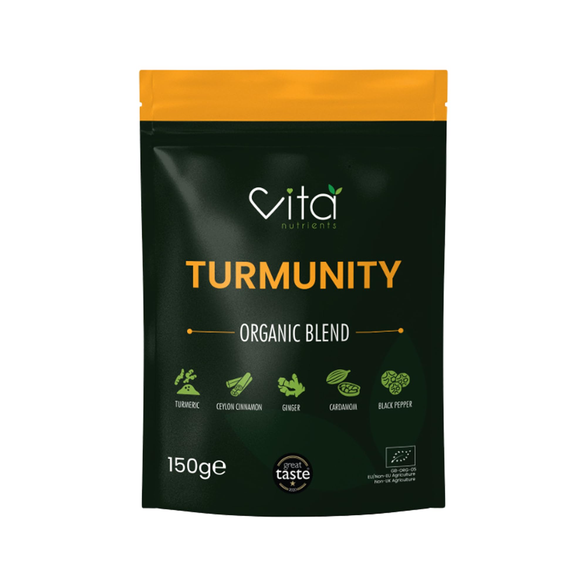Turmunity Superfood Powder Blend 150g - Premium Organic Food - Vegan & Gluten Free - Rich Ayurveda, Turmeric, Black Pepper and More Formula - Ideal Latte Mix - Made in The UK