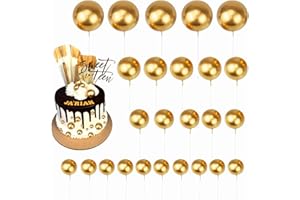 HZMM 25 Pcs Balls Cake Topper Ball Shaped Cake Insert Toppers Pearl Balls Cake Pick DIY Cake Insert Toppers Foam Ball Cupcake Topper for Birthday Party Christmas Wedding Anniversary Baby Shower Cake Decor