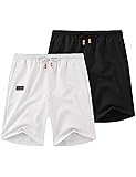 COOFANDY Mens Flat Front Shorts Elastic Waist Linen