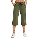 SPECIALMAGIC Women's Yoga Capris Lounge Pants Indoor Sweatpants Straight Wide Leg Crop Jersey Pants with Inner Pockets