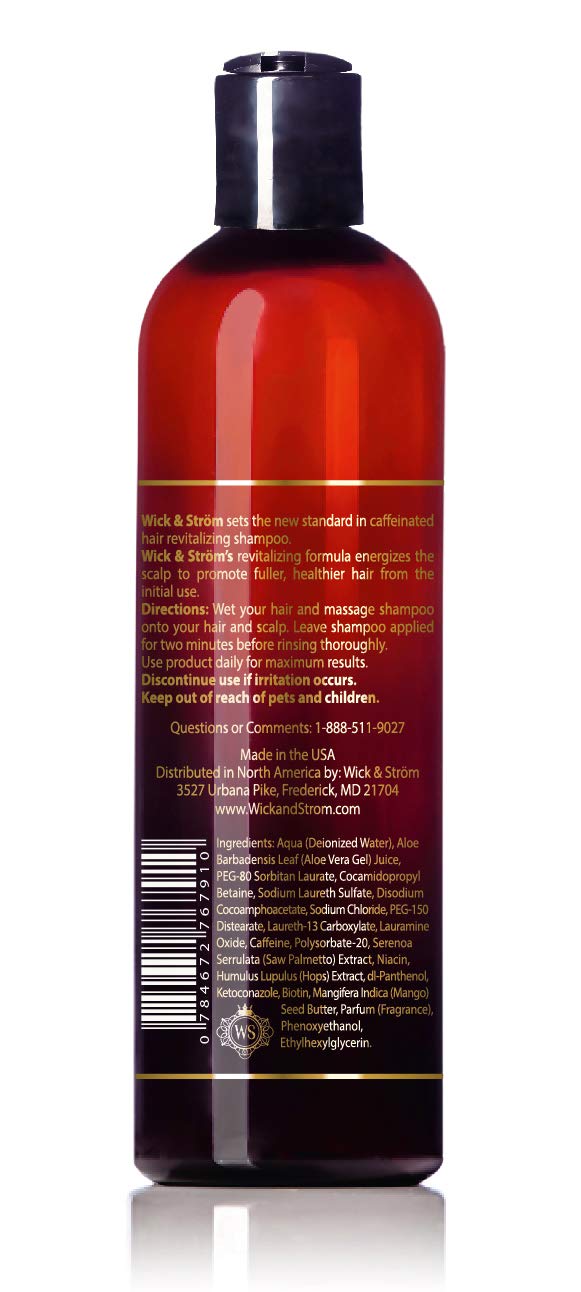 Anti Hair Loss Shampoo - Wick & Strom (Caffeine, Biotin, Saw Palmetto, Aloe Leaf, Keto.+ No Minoxidil Formula) Stimulates Hair Growth For Men and Women/12oz.: Beauty