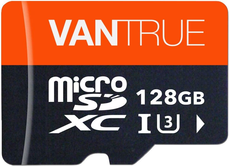 Vantrue 128GB Memory Card MicroSDXC UHS-I A2 High Speed 4K UHD Video High Speed Transfer Monitoring SD Card APC A2 with Adapter for Dash Cams Body Cams