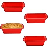 AVIDON Silicone Baking Pans Sets - Nonstick Bakeware Set with Loaf Pan, Muffin Pan, Square/Round Cake Pan, silicone baking molds for baking cakes, loaf, bread (7.5inch loaf pan x 4 packs)